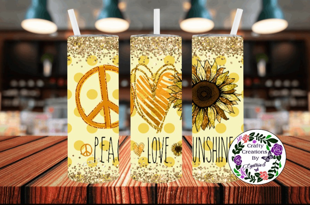 Peace Love Sunshine 20 oz Tumbler